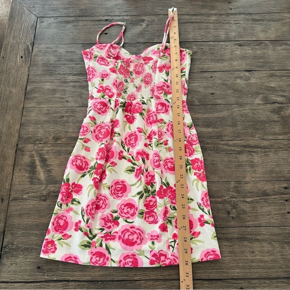 Zara XS Rose Floral Print Mini Dress Smocked Back Spring Easter Wedding Party - Picture 5 of 14